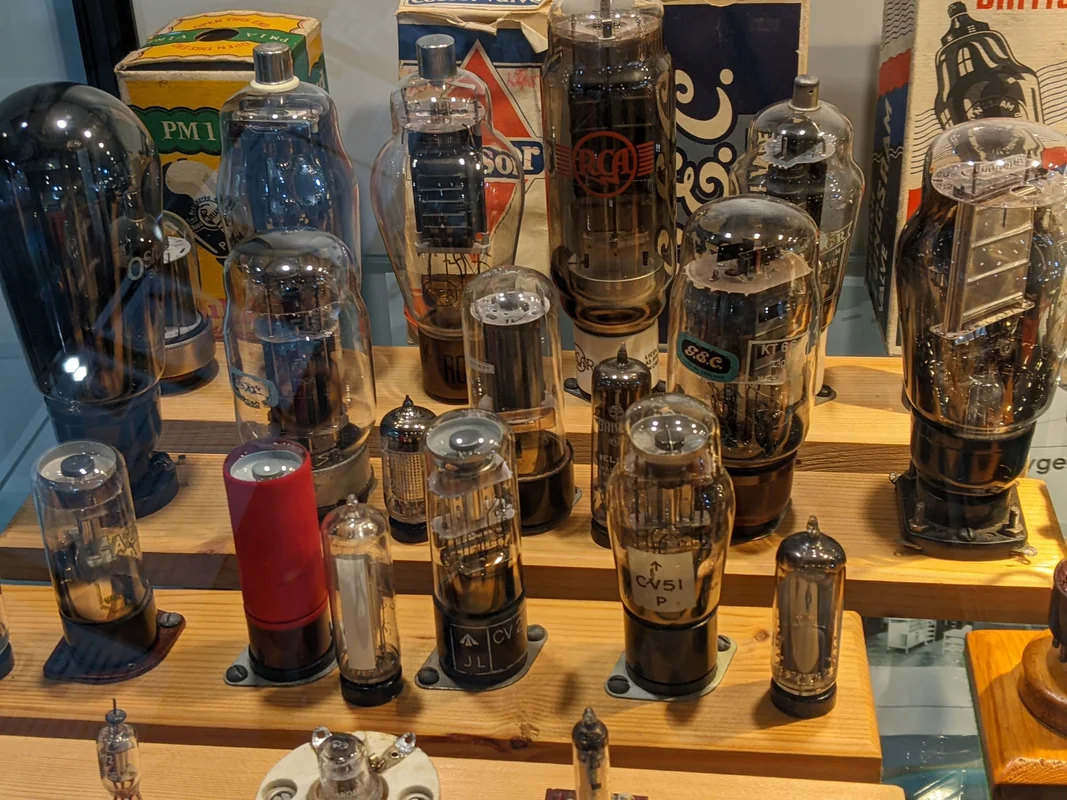 An array of vacuum-tubes (thermionic valves)